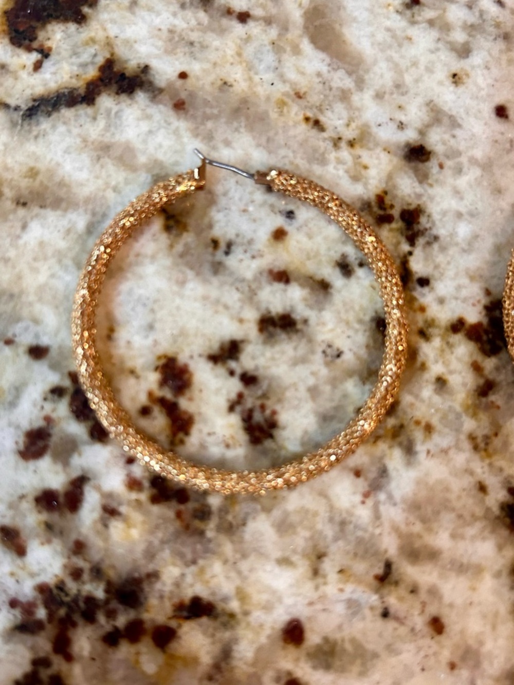 Gold Textured Hoop Earrings | Chunky Sparkle Statement Hoop Earrings